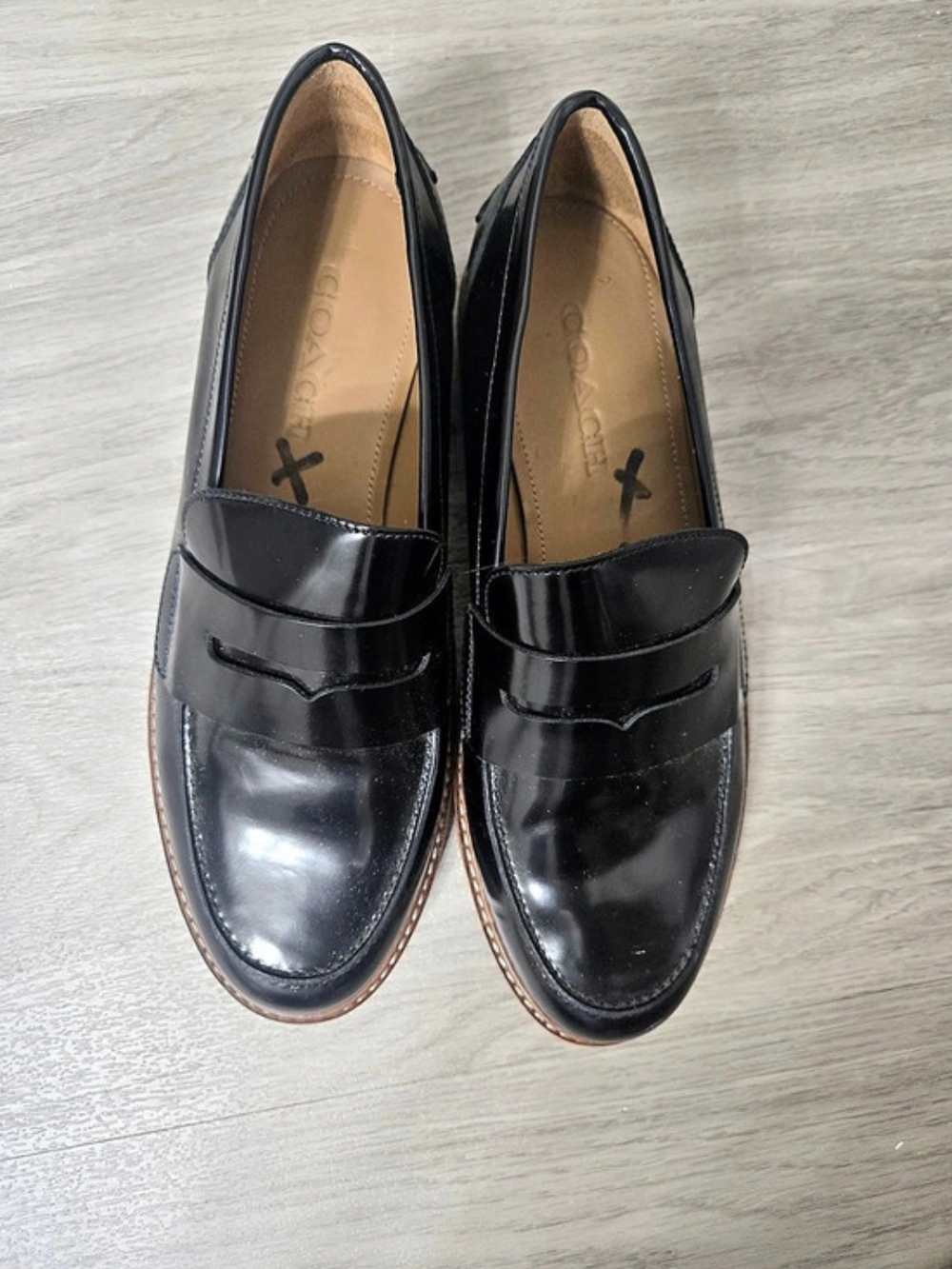 Coach Leah Loafer Black Patent Leather Loafers
